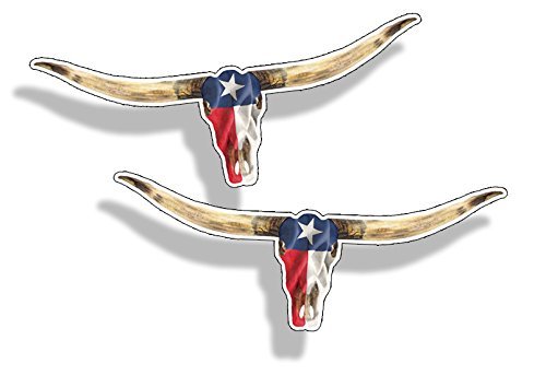 Texas Longhorn Sticker Set - 2 Weatherproof Decals for Cars & Laptops