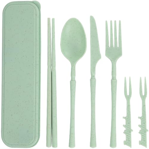 Eco-Friendly Reusable Travel Utensils Set - Green Case