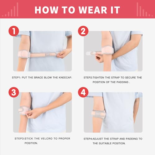 INDEEMAX Pink One Size 2-Pack Tennis Elbow Brace for Tendonitis & Golfers Elbow Support