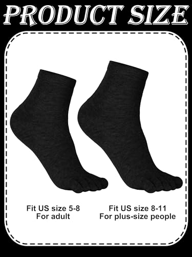 Bencailor Cotton Toe Socks for Women & Men - Quarter-Crew, Size 8-11, Classic Style