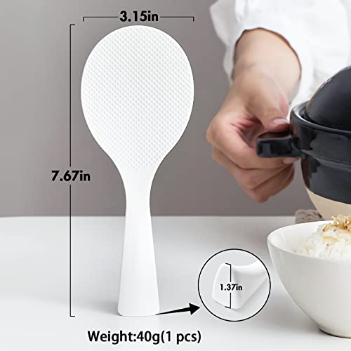 Rice Paddle Set - 2 Pcs White Plastic Non-Stick Standing Spoon