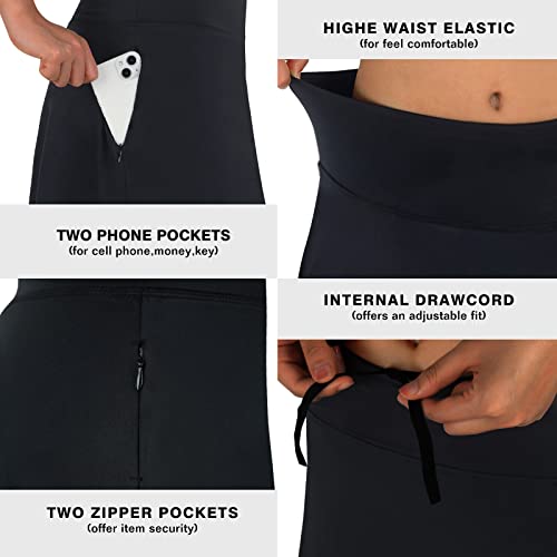 ANIVIVO Women's Skirted Leggings with Pockets - Medium Black