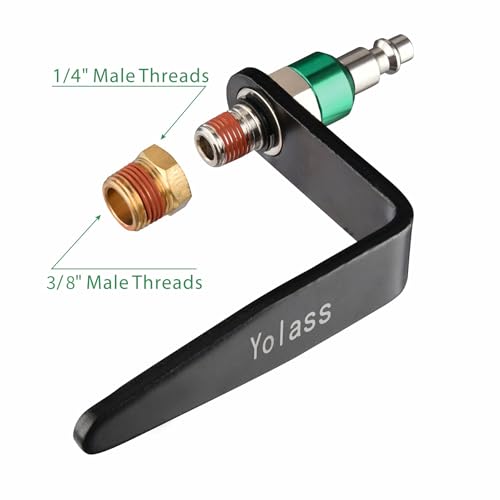 Yolass Pneumatic tool hook,1/4"NPT and 360¡Æ Rotatable L Air Rafter Hooks are Lightweight,Quick and Easy to Install for Air Blow Guns,Pneumatic Nail Guns,with Brass Joints,1-Piece