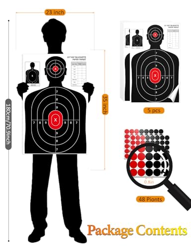 23x35 Inch Silhouette Shooting Targets - High-Visibility Paper - 5 Pack