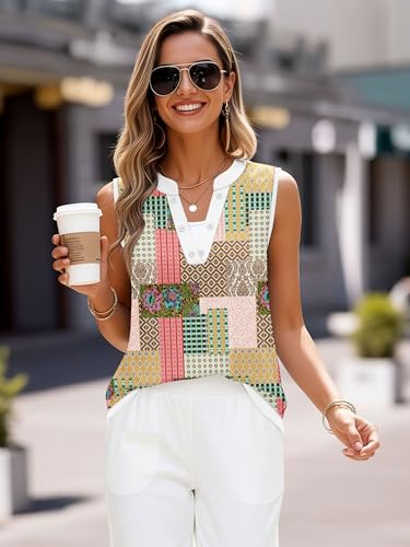 Women's V-Neck Sleeveless Tank Top - Loose Fit Summer Tunic