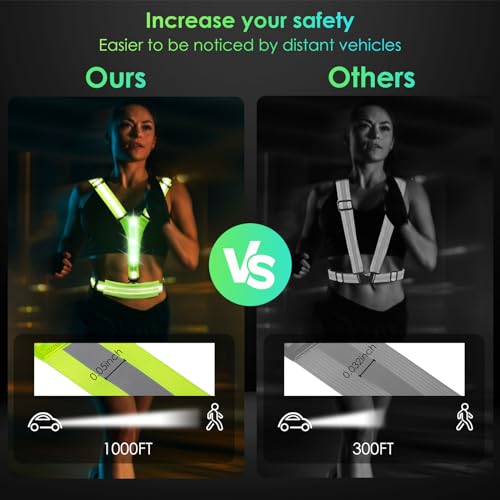 LED Reflective Running Vest with Phone Pouch - High Visibility Night Gear