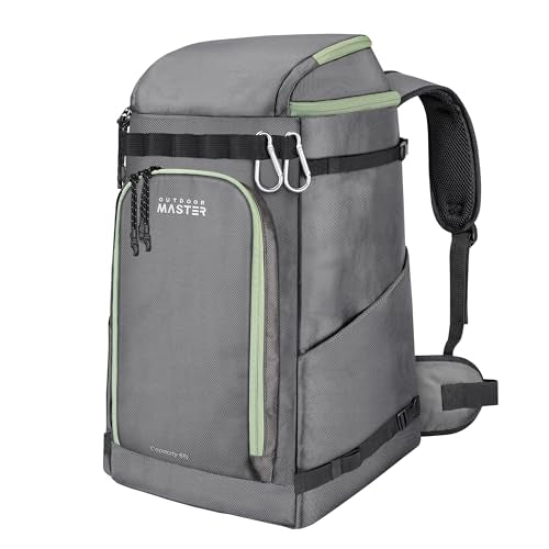 OutdoorMaster 65L Ski Boot Backpack Bag Grey - Waterproof, 4 Compartments
