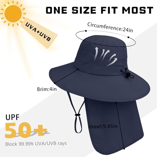 Rosoz Sun Hat for Men & Women with Neck Flap - UPF 50+ Fishing Hat, Navy ( variation: Navy / 1 )