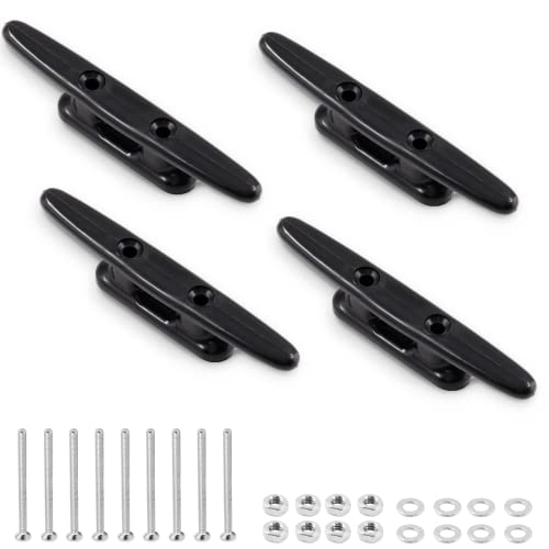 Nylon Boat Dock Cleats - 6 Inch Heavy Duty Marine Rope Tie-Downs - 4 Pack