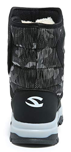 GUBARUN Big Kid Snow Boots Waterproof Winter Shoes - Black, Size 4