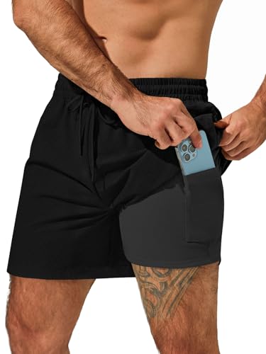 Men's Quick Dry Athletic Shorts with Pocket - X-Large / Black