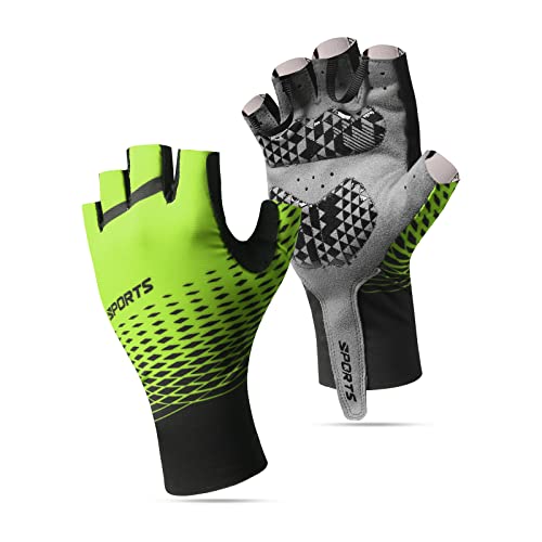 Half Finger MTB Cycling Gloves - Gel Palm Padding, X-Large Green