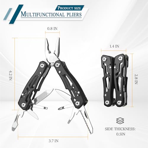 14-in-1 Mini Multitool Pliers - Stainless Steel Pocket Survival Tool - Small
