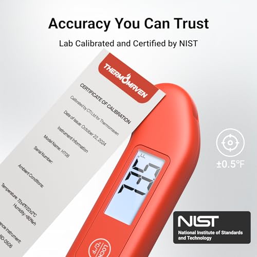 Digital Meat Thermometer - Instant Read, Waterproof, NIST Certified