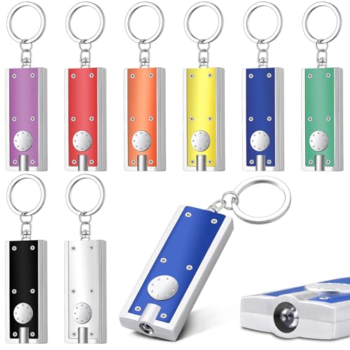 Mini Flashlight Keychain - 8 Pack LED Light, Multicolor