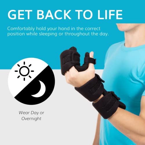 BraceAbility Soft Resting Hand Splint - Medium Right Hand Immobilizer for Finger Contractures, Post-Surgery Recovery
