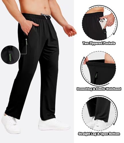 Lomsoe 3-Pack Men's Athletic Workout Pants X-Large Black Grey Light Grey