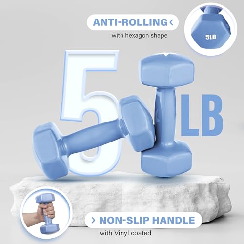 Yes4All Vinyl Coated Dumbbells Set of 2 Hand Weights for Home Gym
