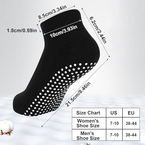 Non-Slip Yoga Socks with Grips - 4 Pairs, Black