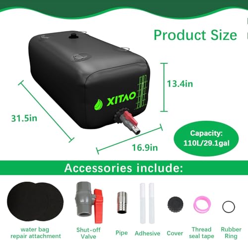 XITAO 29 Gal Black Foldable Water Storage Bladder Container for RV Camping Garden
