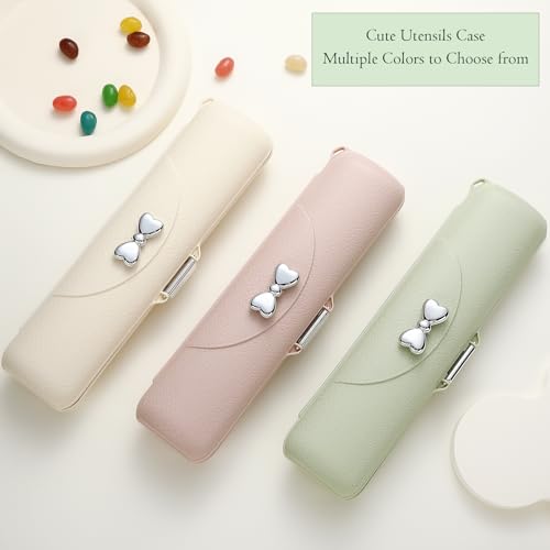 Portable Silverware Set with Case - Light Yellow Utensils