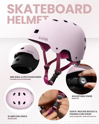 Skate Protective Gear Set for Adults & Youth - Pink - M
