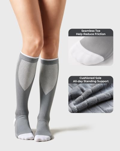 CS CELERSPORT Compression Socks Women & Men 20-30mmHg Large-X-Large Black White Grey