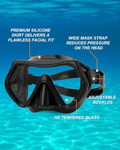 DIPUKI Dry Snorkel Mask Set for Adults, 2 Pack (Black + Pink) with Anti-Splash Top Valve
