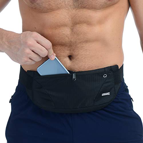 Running Belt for Men & Women - Lightweight Bounce-Free Waist Pouch - Black