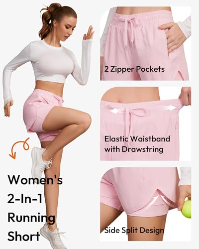 CE' CERDR Women's 2-in-1 High Waisted Running Shorts – Large, 5a-Black / Navy / Dark Grey / Light Grey / Pink