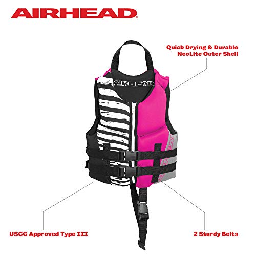 Kwik-Dry NeoLite Flex Life Jacket for Kids - USCG Approved, Child (33-55 Lbs) - Hot Pink
