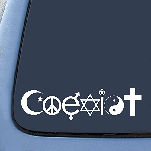 Coexist Peace Religion Vinyl Sticker Decal - 8" x 2"