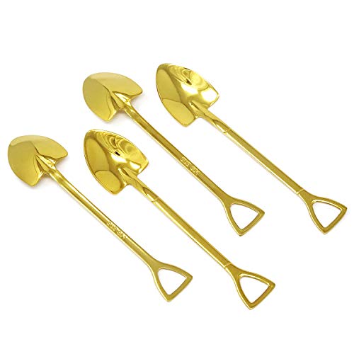 Gold Stainless Steel Mini Shovel Spoons - Set of 4