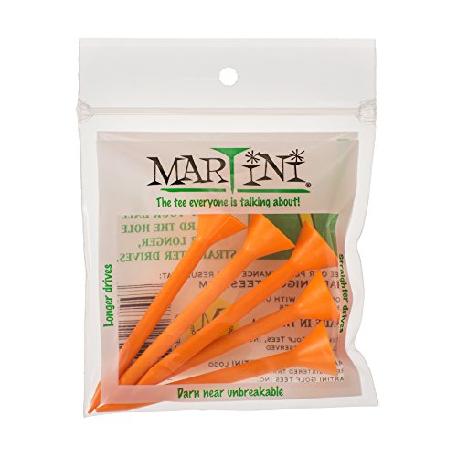 Martini Golf Tees - Virtually Unbreakable 5 Count - Orange