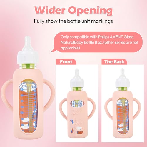 Silicone Bottle Sleeves for Dr. Brown's Glass Baby Bottles - 3 Pack, Pink 2