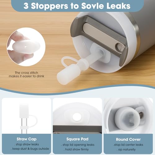 14oz Stanley Cup Spill Stopper - Leak Proof Accessory with Straw Cap & Covers - Clear