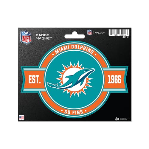 Miami Dolphins NFL Badge Magnet - Durable Car & Fridge Accessory