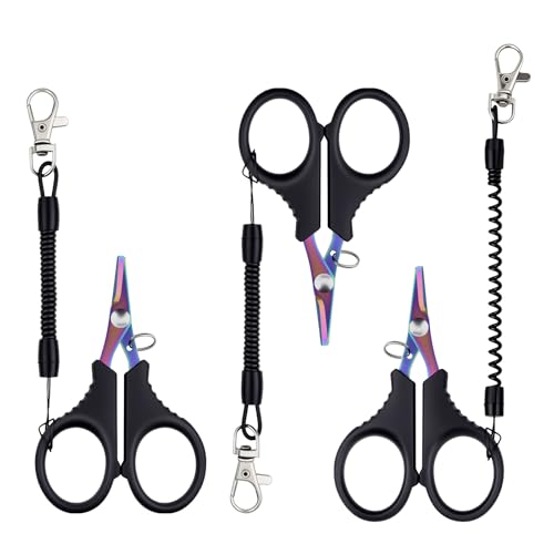 Fishing Scissors Set - Stainless Steel Cutters with Titanium Coating, 3 Pieces - Colorful