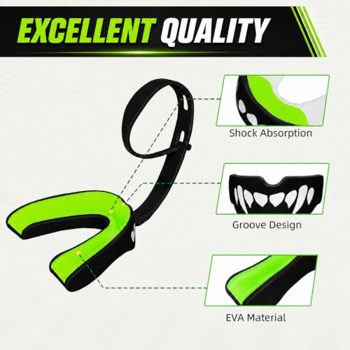 Kids Mouth Guard 3 Pack with Strap - Age 6-12, BPA-Free, Shock Absorbent for Sports