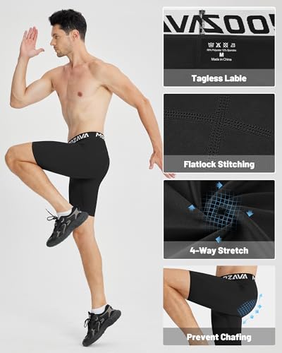 Men's Compression Shorts - Spandex Athletic Underwear - Large, Black