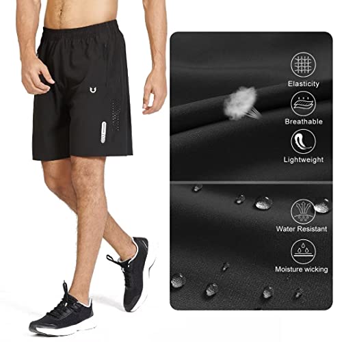 Men's Athletic Running Shorts with Zipper Pockets - Quick Dry & Breathable