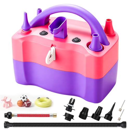 YICHENGDA Purple Pink 4-in-1 Electric Balloon Pump with Nozzles & Accessories