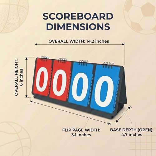 Portable Sports Scoreboard with Large Flip Numbers - White - Manual Score Keeper for Basketball Volleyball Baseball