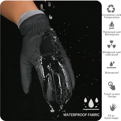 Winter Touchscreen Gloves for Men - Thermal, Water-Repellent, Medium/Dark Grey