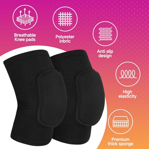 Volleyball Knee Pads - Unisex Compression for Sports - Black, Small