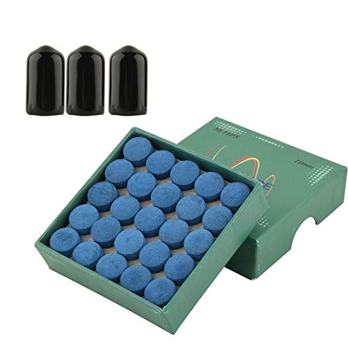Billiard Cue Tips Replacement Kit - 50 Glue-On 10mm Tips with Protectors