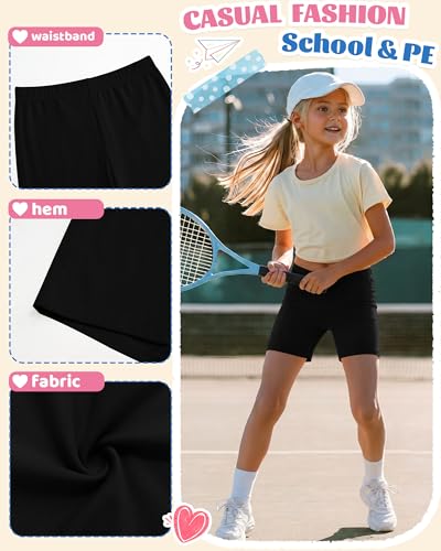 Girls Bike Shorts - 3 Pack, 11-12 Years, Black