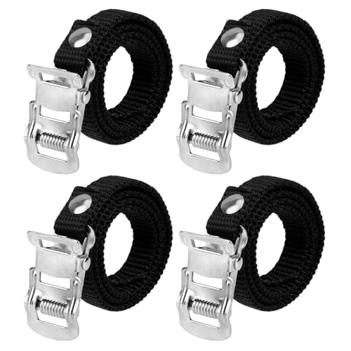 Bike Pedal Straps - Adjustable Toe Straps for Bicycles - Large (4 PCS)