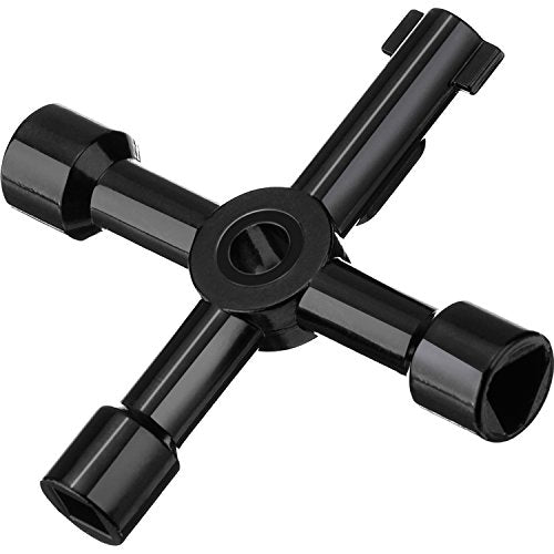 4-Way Sillcock Utility Key - Multi-Function Meter Box Tool - Black