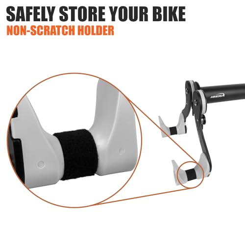 Ibera Horizontal Bike Wall Mount Hanger - Adjustable Frame Holder for Road MTB Hybrid & Kids Bikes - 1 Pack